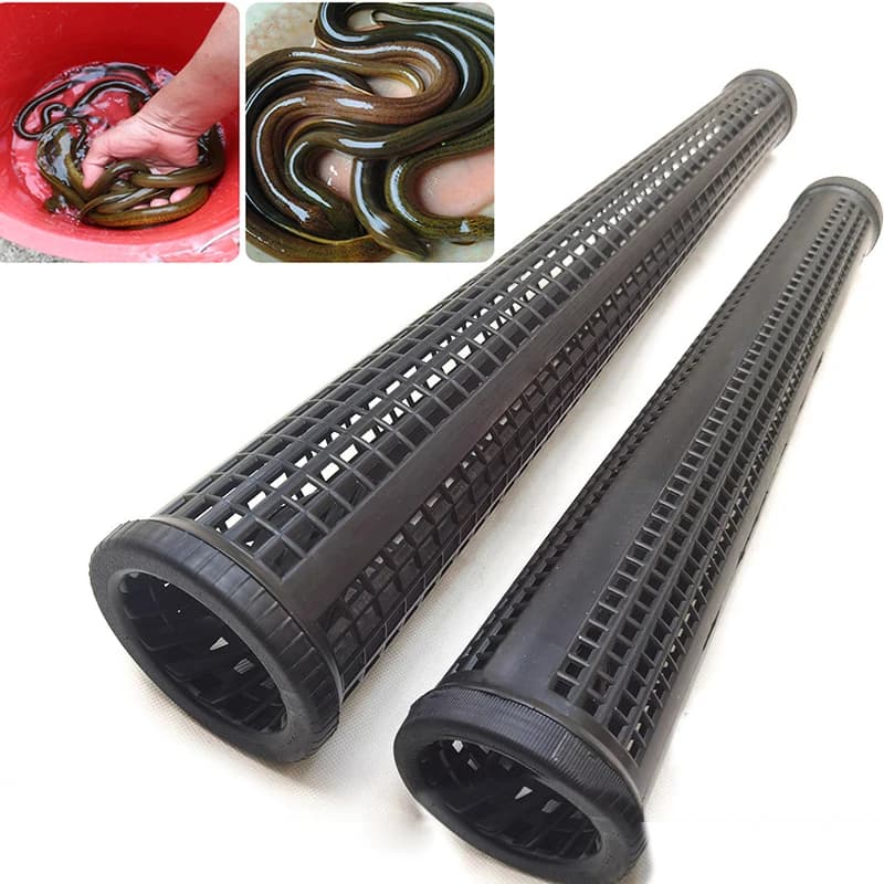 1pcs Black Fish Net Cage Fishnet Finless Eel Loach Trap Fishing Pot Durable Plastic Container Mud Cage for Outdoor River Fishing