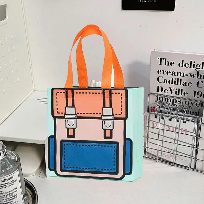 Borsa in tessuto non tessuto Adorabile cartone animato Borsa per imballaggio Borsa per documenti leggera per riporre snack per lo shopping scolastico dei bambini