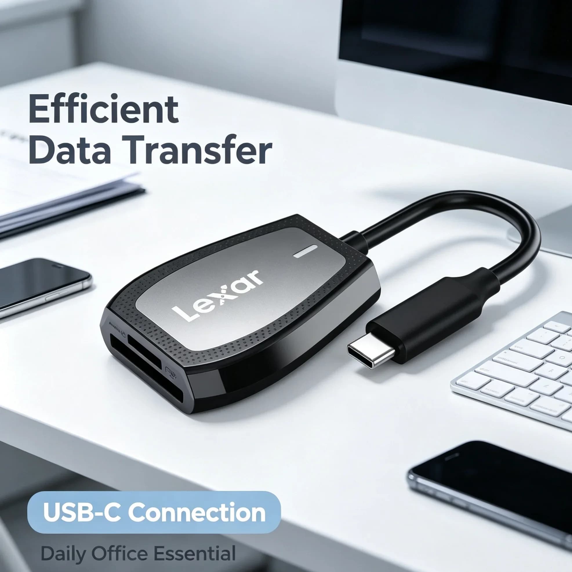 SD Micro SD TF Card Reader Lexar USB 3.2 Type C Dual Slot UHS-II 312MB/s High Speed Memory Card Reader Adapter for Camera Laptop