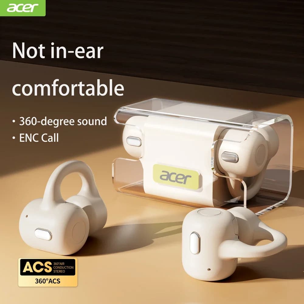 Acer Acer OHR301 TWS Bluetooth 5.3 Low Latency Sports Headphones Auricular Clip-on Airline ENC HD-Call 330mAh