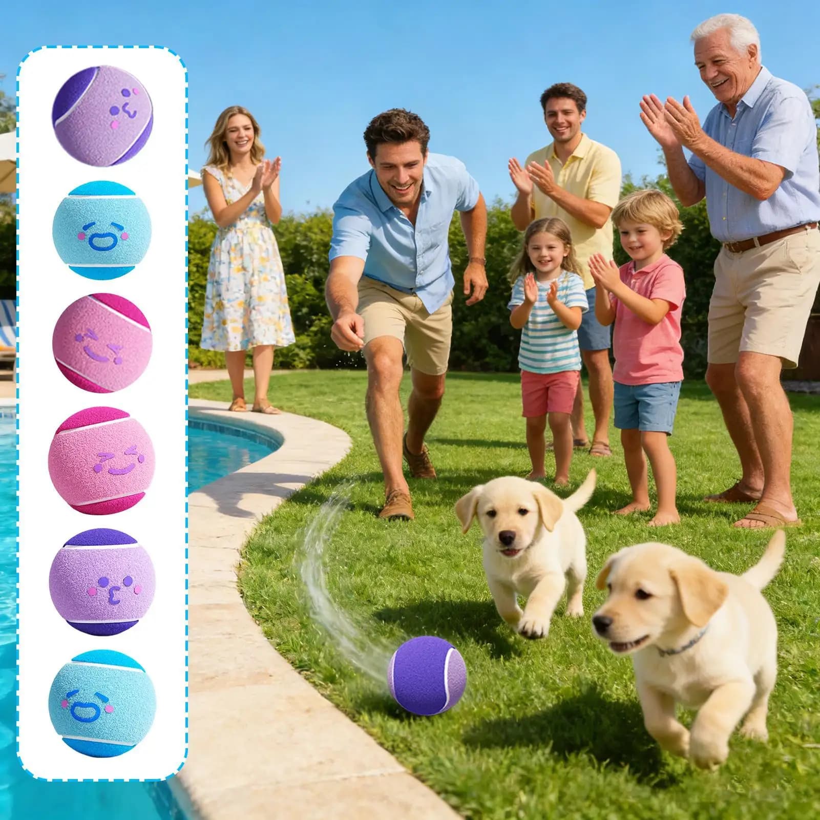 Palline da tennis per cani, 6 pezzi, piccole, giocattoli sonori per cuccioli, palline da gioco per animali domestici per esercizio fisico, per interni ed esterni, giardino, cortile, parco, appartamento