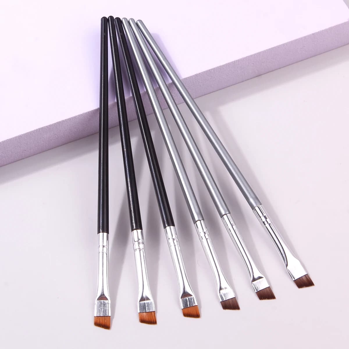 6 pezzi set di pennelli per trucco eyeliner sottile pennelli per fodera fine pennello per sopracciglia angolato professionale strumento per trucco contorno sopracciglia di alta qualità