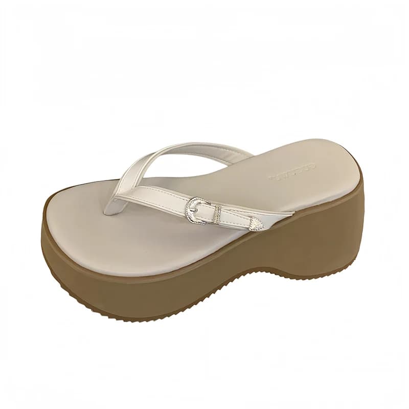 Black Heels Slippers Summer Platform Wedge Sandals For Woman Silver Flip Flops Leisure Chunky Wedges Shoes Beige Ladies Slippers