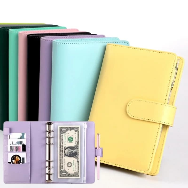 1SET A6 DIY Loose-Leaf Notebooks Hard Cover Refill Journal Travelers PU Leather Cover Multifunctional Notebook Accounting Book