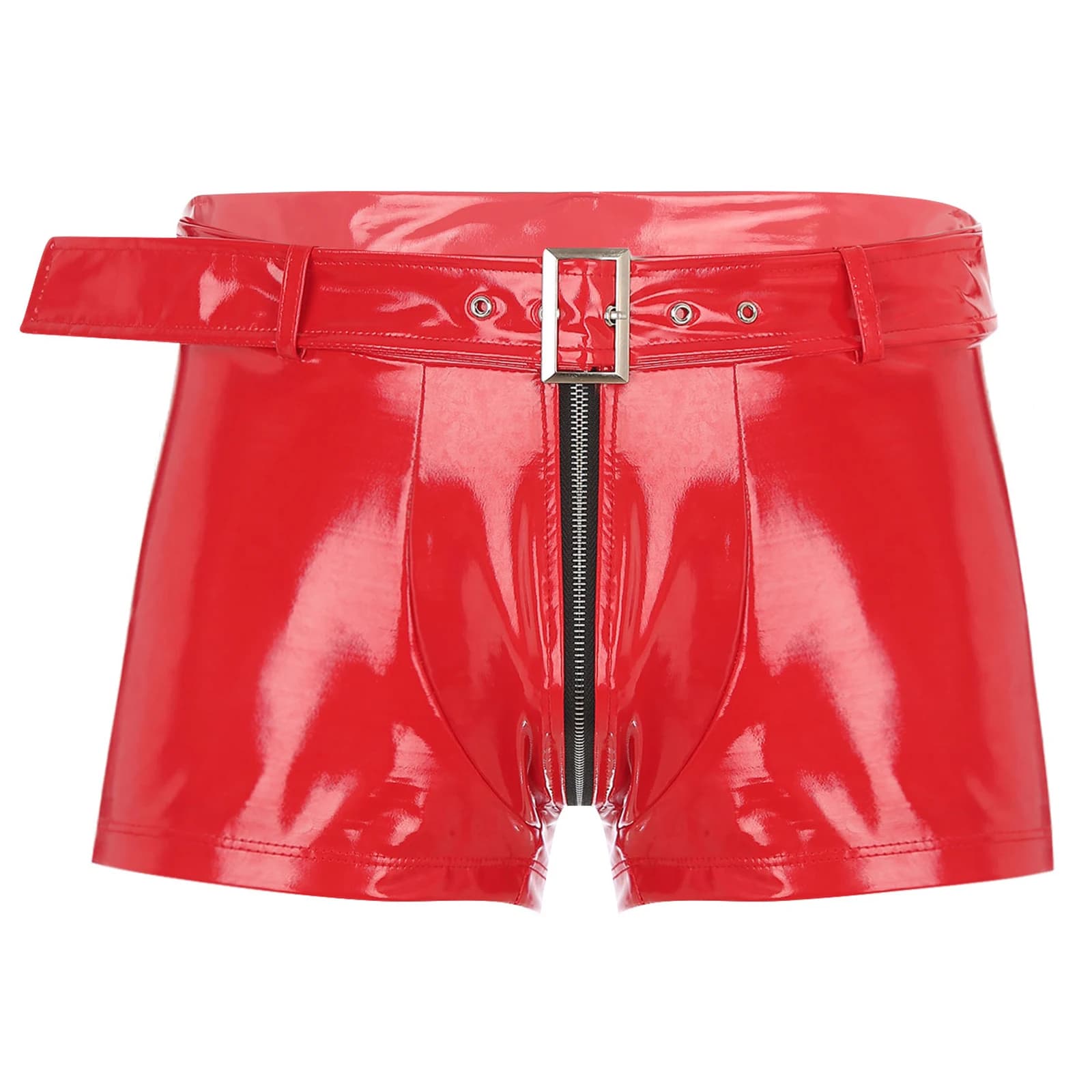 Shorts with zipper in patent leather wet effect by man hot pants with underwear disco Pole dance Show Clubwear Nightwear