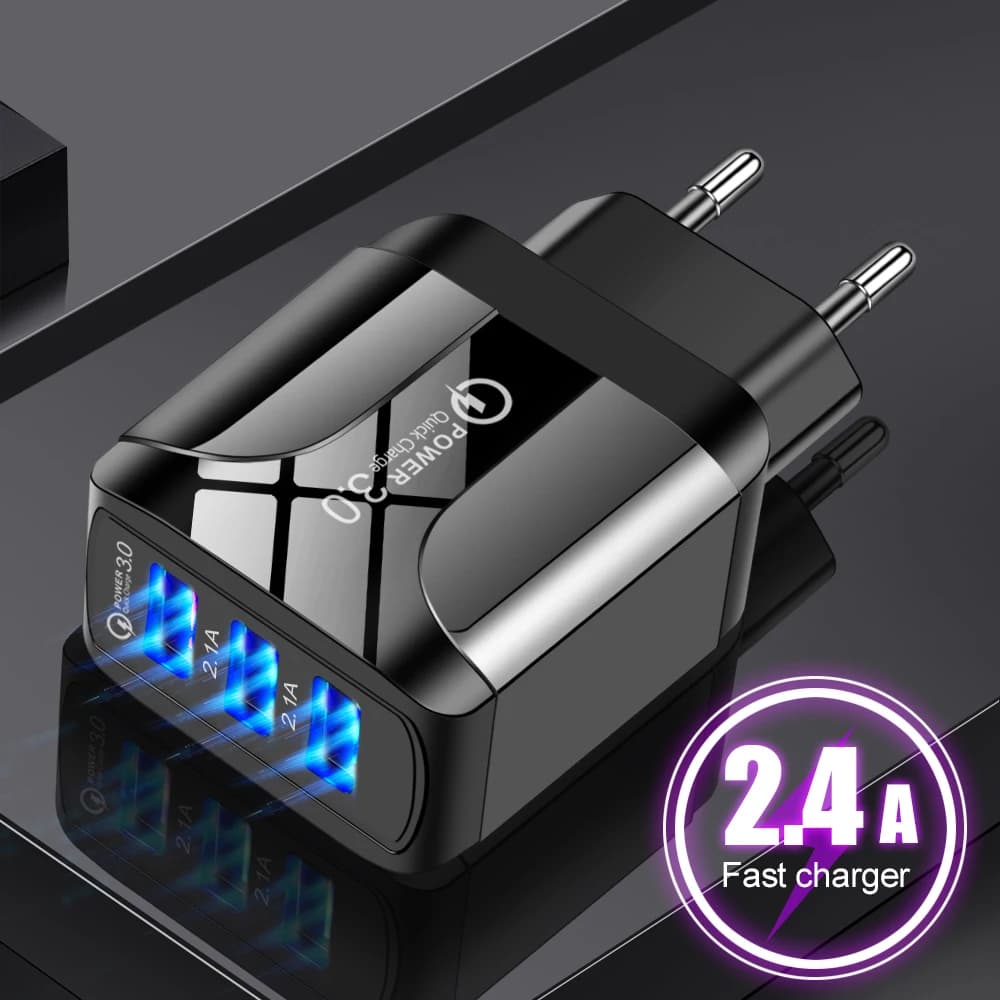 Caricabatterie rapido per telefono QC 3USB 2.4A adattatore di alimentazione di ricarica adattatore da viaggio a incandescenza a farfalla DC 5V per Iphone Samsung Huawei Xiaomi LG