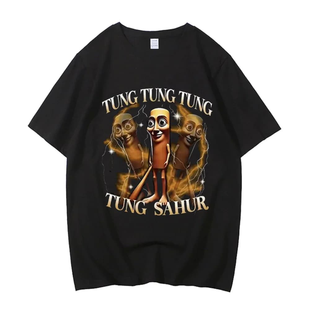 Tung Sahur cotton top tees men Breathable korean clothes Punk Grunge top tees Pop Culture Vintage korean clothes