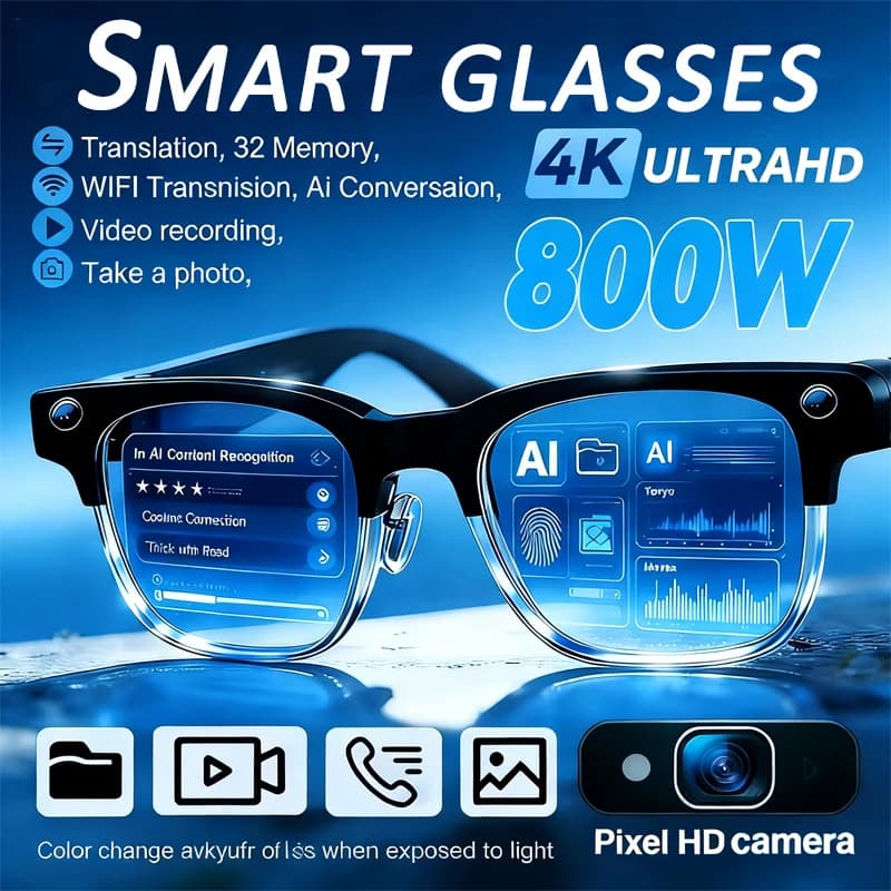 New Smart 4K HD 2026 for Men with Double 800W Camera, 1080P Video Recording, AI Chat, WIFI Transmission, Translation and Call Function