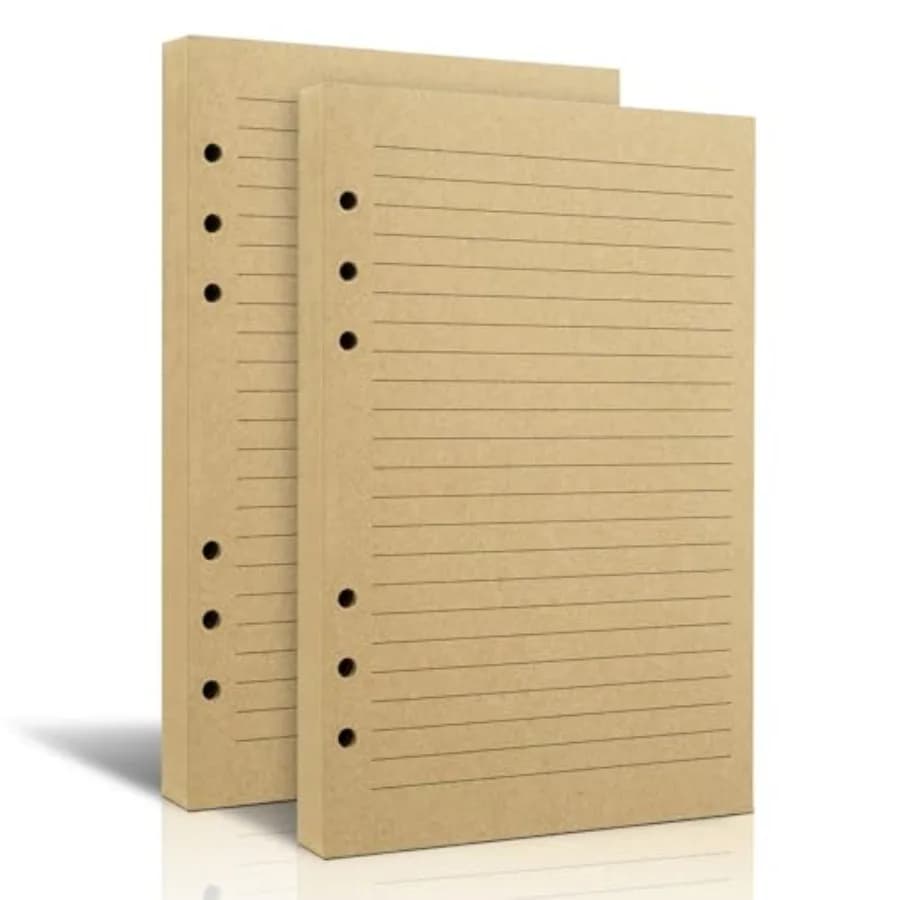 2 Packs A5 Lined Vintage Refillable Paper, Retro A5 Binder Refills Paper for 6-Ring Binders Planner Traveller Journal Notebook