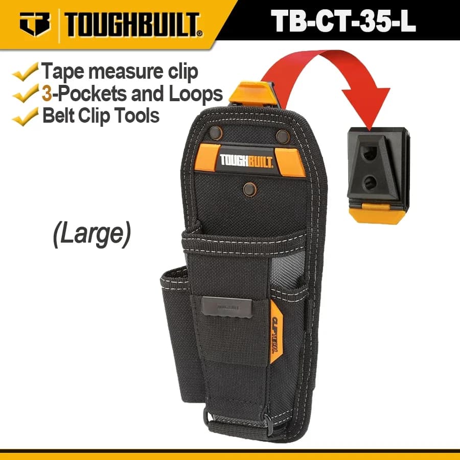 TOUGHBUILT TB-CT-35-L Pliers Tool Pouch with Belt Clip Pliers Pouch Hammer Holster (Large)Pockets and Loops Multi-Tool Organizer