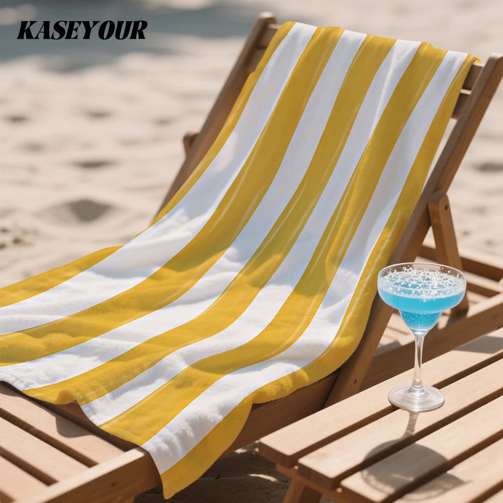Sunshine Yellow Ribbons Compact Travel Beach Towel Super Absorbent Sand Resistant, Microfiber for Swimming Camping Yoga