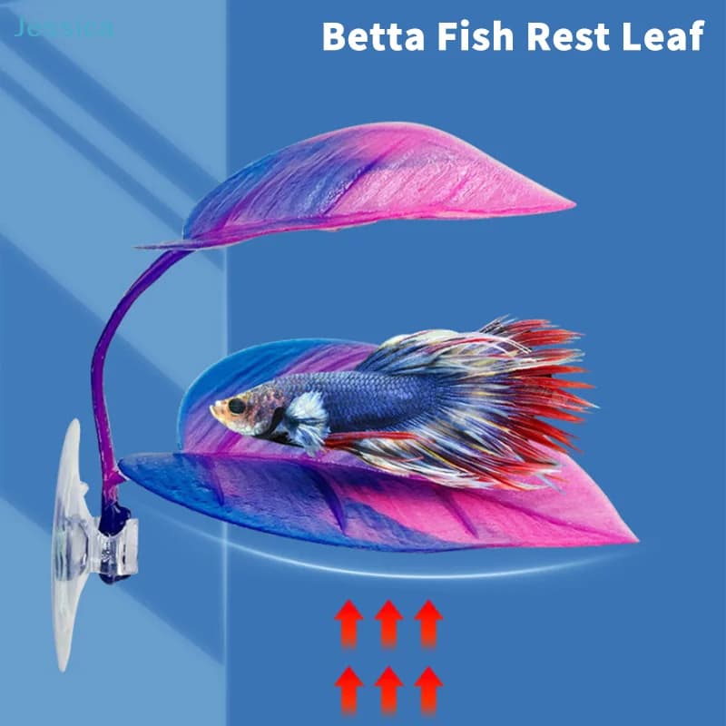 ♥Betta Fish Rest Leaf - Silicone Aquarium Betta Hammock Leaf with Suction Cup for Fish Tank Decoration & Resting