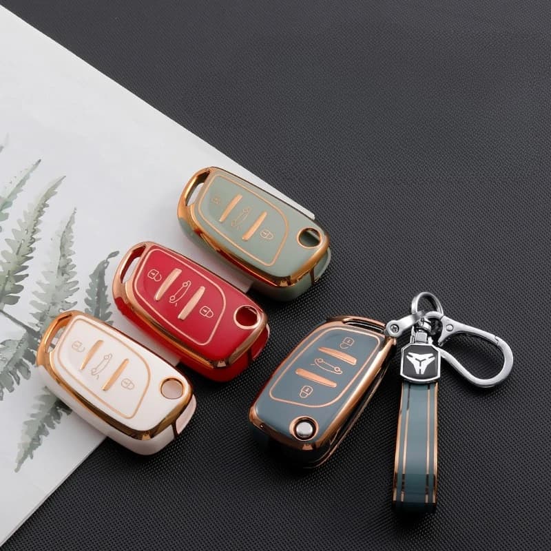Custodia morbida per chiave remota in TPU Custodia Shell Fob per Peugeot Citroen C1 C2 C3 C4 C5 DS3 DS4 DS5 DS6 Accessori per lo styling dell'auto Portachiavi