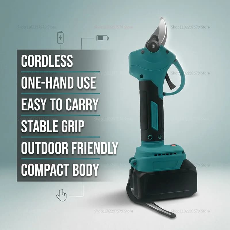 Cordless Electric Pruning Shears Battery Powered Garden Tool 18V Fruit Tree Branch Cutter Heavy Duty Garden Trimming Equipment