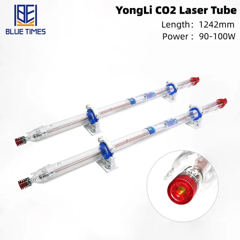 Bluetimes 90-100W Laser Tube Co2 Metal Head Laser Tube Dia.60mm Length: 125mm For Laser Engraving Machine CO2 DIY