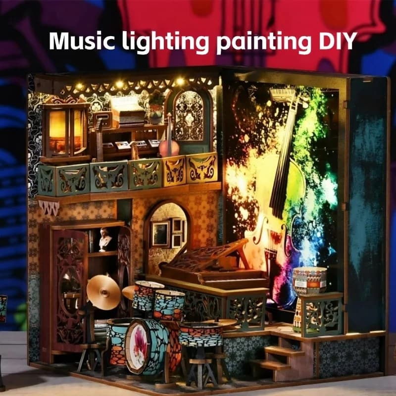 Scatola luminosa per note musicali fai da te, artigianato artistico con ombra a LED 3D, lampada da notte a tema melodia regalo per gli amanti della musica