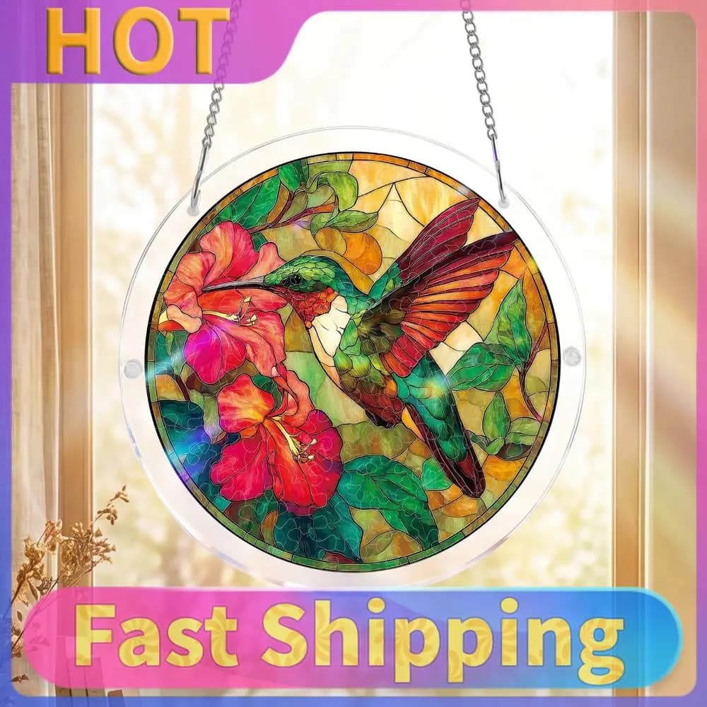Acrylic Jigsaw Puzzle Suncatcher Decorazione da Appendere alla Finestra, Artigianato per Finestre, Puzzle in Acrilico per Soggiorno, Camera da Letto, Casa Estiva, Balcone (S-18.5cm Stile 4)