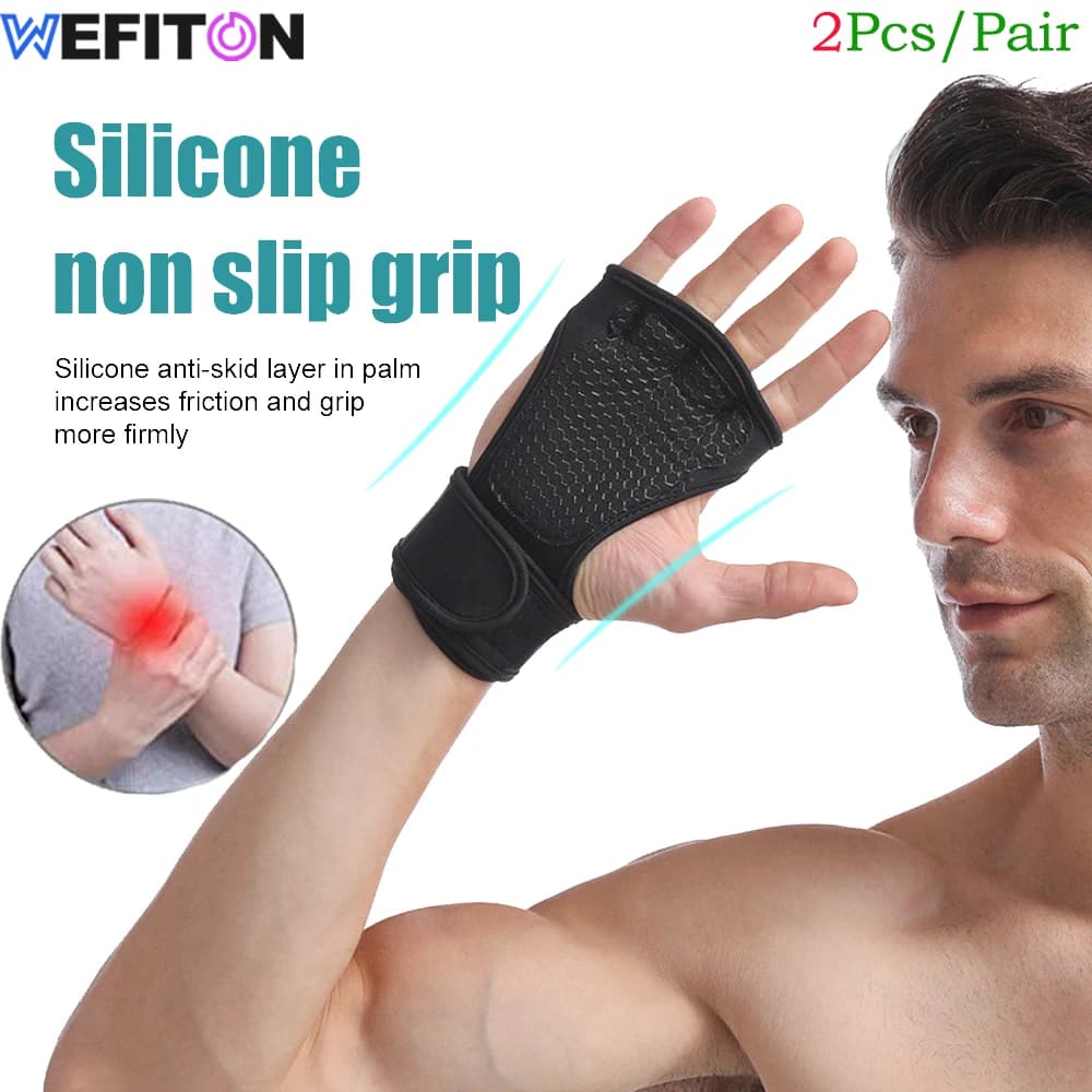 1 pair of cross trainer gloves with support bands for fitness wrist brace, weight lifting, gym, powerlifting - silicone padding
