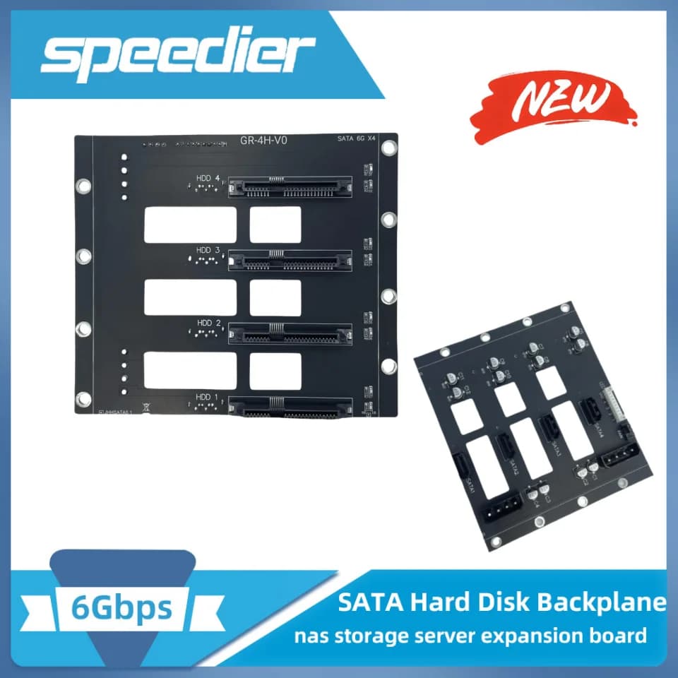 Backplane per disco rigido SATA a 4 alloggiamenti Sata 6G Scheda di espansione per server di archiviazione con adattatore per telaio NAS grande a 4 potenze
