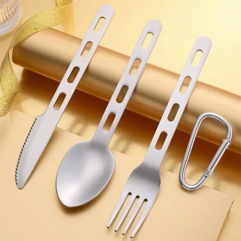 U2JB Set utensili pratici con custodia, set stoviglie con custodia per il pranzo sacco da campeggio