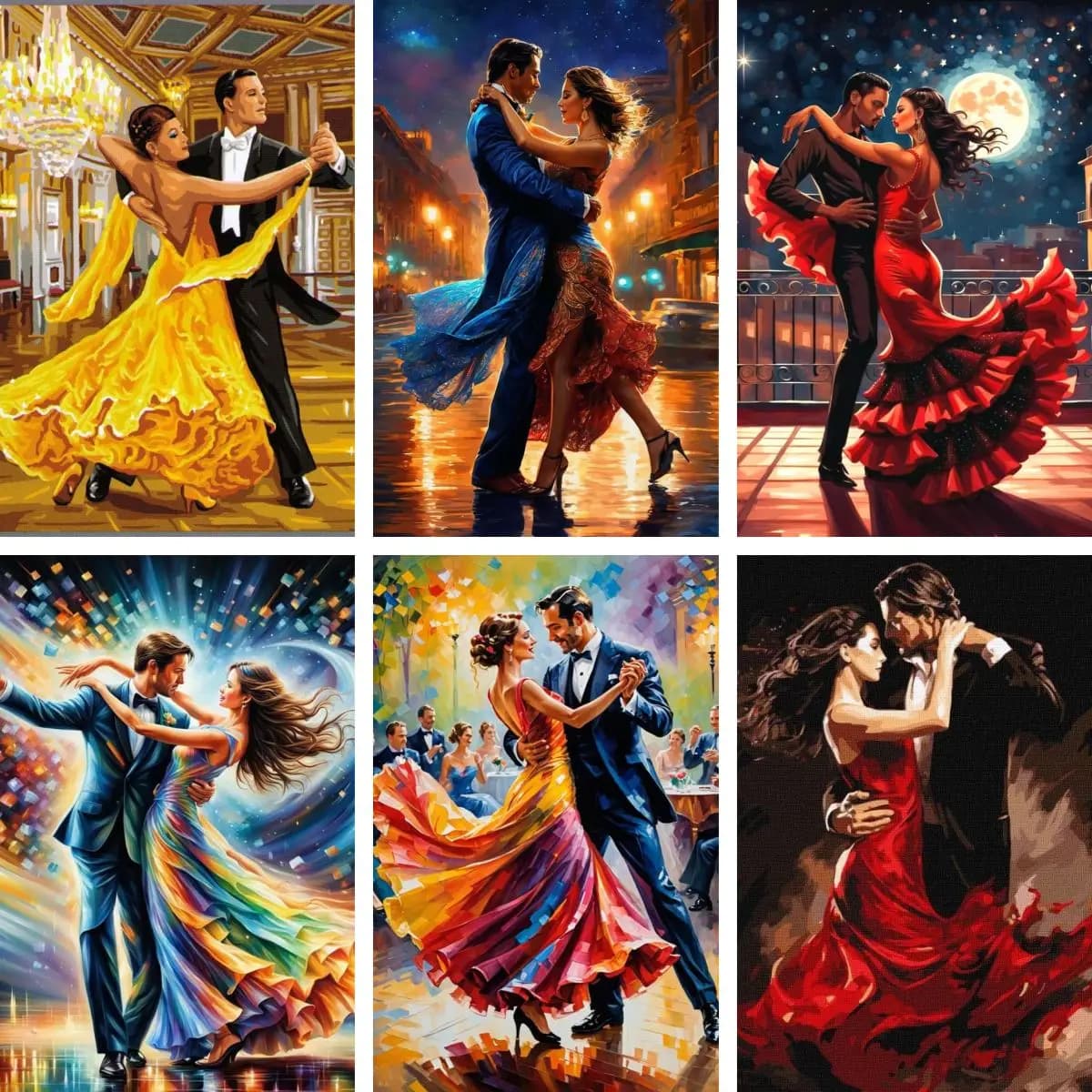 Kit di pittura diamante 5D fai da te con trapano quadrato completo Ballerina Coppia Amanti Diamanti Ricamo Pittura a olio Ritratto Immagine Wall Art