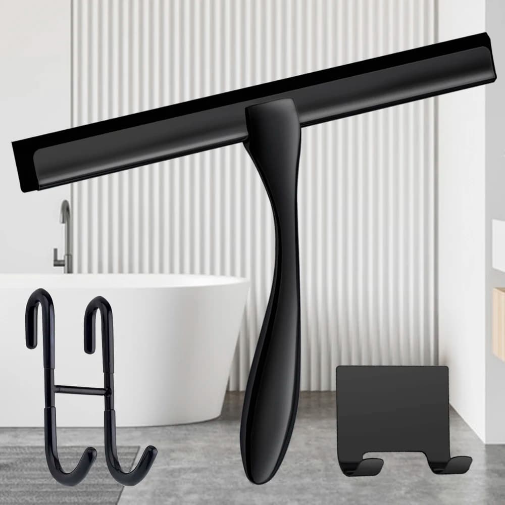 12 '' POLLICI Doccia Seccatoio Maniglia In Acciaio Inox Tergicristallo Lama In Silicone Raschiare Porta Gancio Gancio Bagno Camera Da Letto Hotel