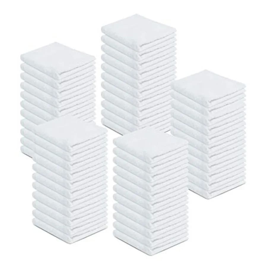 Panni in spugna di cotone per la pulizia, 50 pezzi, 12x12 pollici, bianchi, per bar, multiuso, ad alta assorbenza