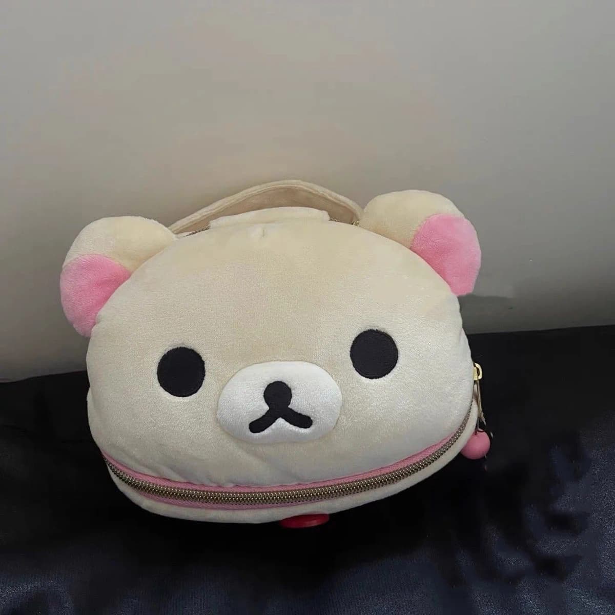 New cute bear girl elliptical elliptical stereoscopic bag for makeup cute portable storage bag cartoon easy bear storage bear