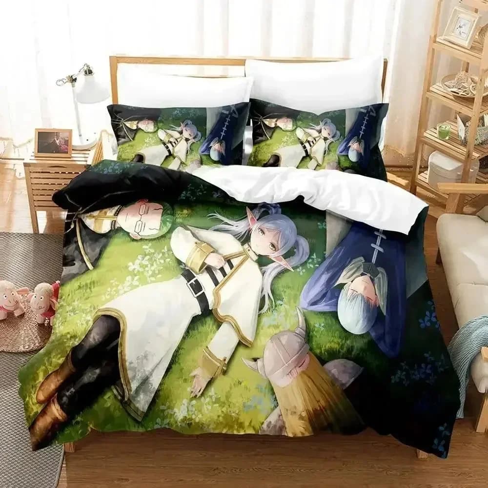 Stampa 3D Anime New Frieren Stampato Set letto Copripiumino Federa Set biancheria da letto Lenzuolo Copripiumino Completo Queen King Size