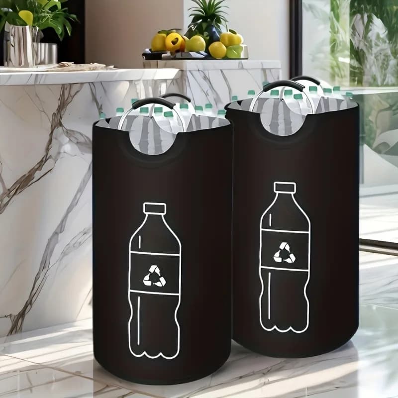 1 PCS Heavy-Duty Large Capacity Canvas Folding Recycling Box Cylindrical Space Saving Foldable Laundry Basket/Storage Basket