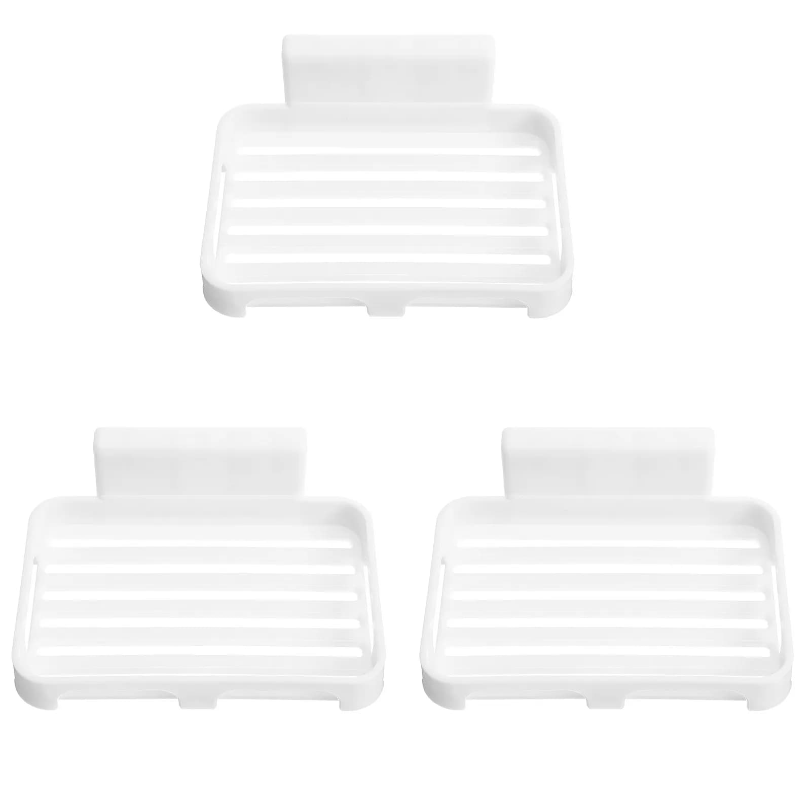 Set di 3 Portasapone Autoadesivi Senza Foratura, Vassoio per Bagno, Supporto a Parete con Drenaggio, Contenitore per Cucina e Lavanderia