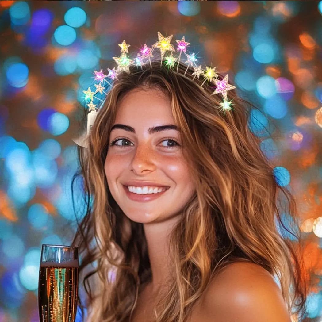 Fascia per capelli con corona di fiori da 20 pezzi per donna Mardi Gras Corona di tiara illuminata per matrimonio Festa in spiaggia Compleanno Halloween Natale