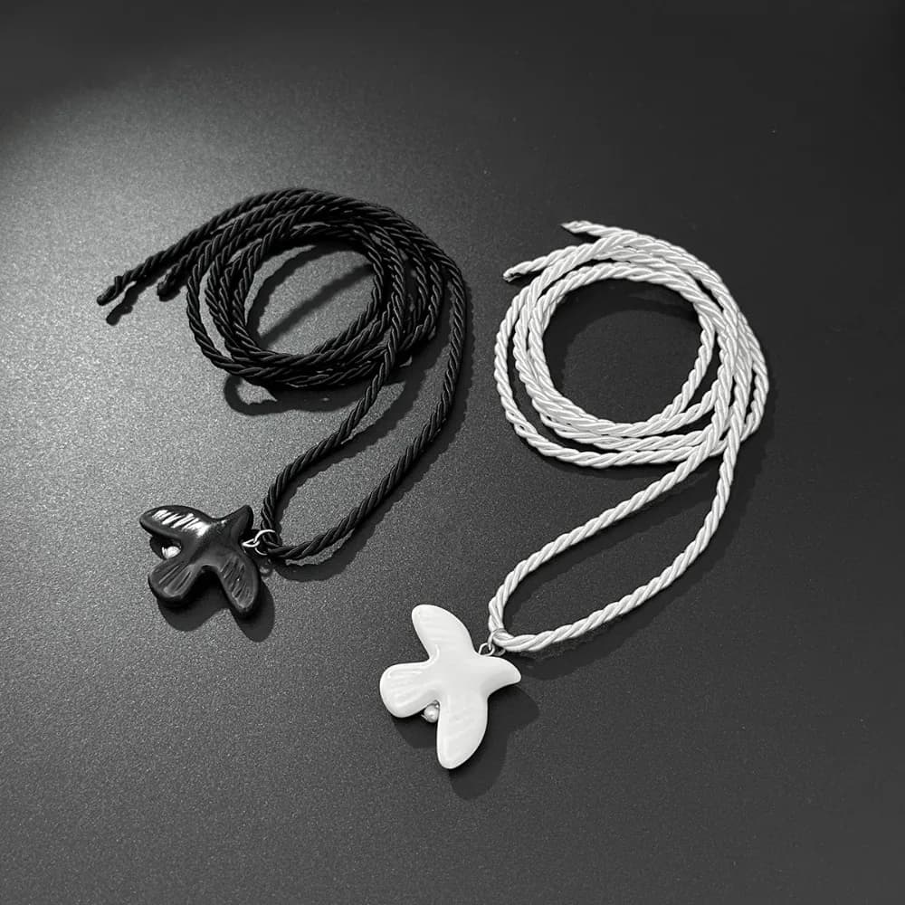 Fashion Ceramic Peace Dove Peace Dove Pendant Nylon Rope Adjustable Fashion Jewelry Gift Rope Women