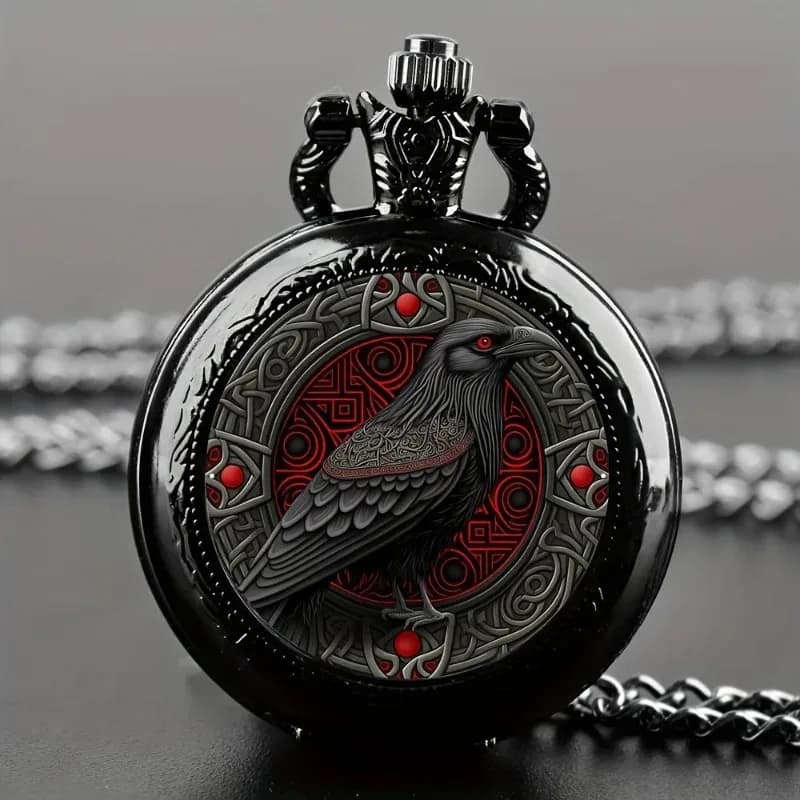 Exquisite Crow Patterns Vintage Quartz Pocket Watch Arabic Dial Pendant Clock Men's Women's Watch Fashion Gift reloj de bolsillo