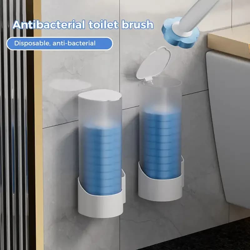 Spazzola per WC Usa e Getta con Manico Lungo, Spazzola per Pulizia del Bagno con Testa Sostituibile, Accessori per Bagno