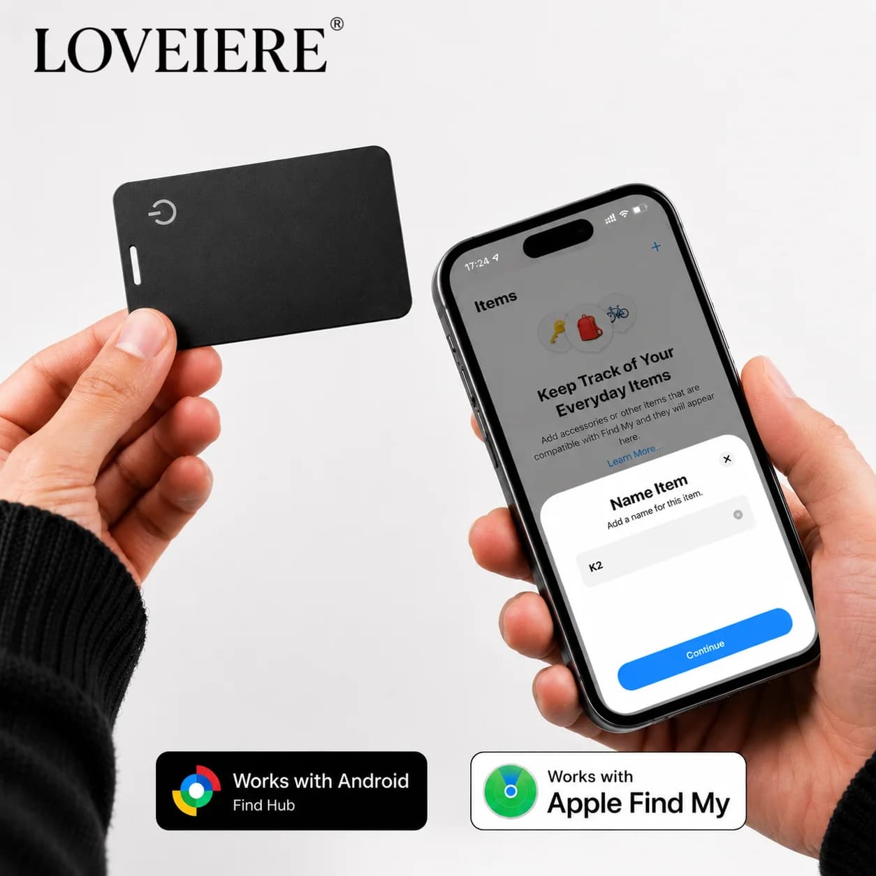 Localizzatore GPS Impermeabile per Portafoglio con Ricarica Wireless Android - Compatibile con l'App Google Trova il mio dispositivo