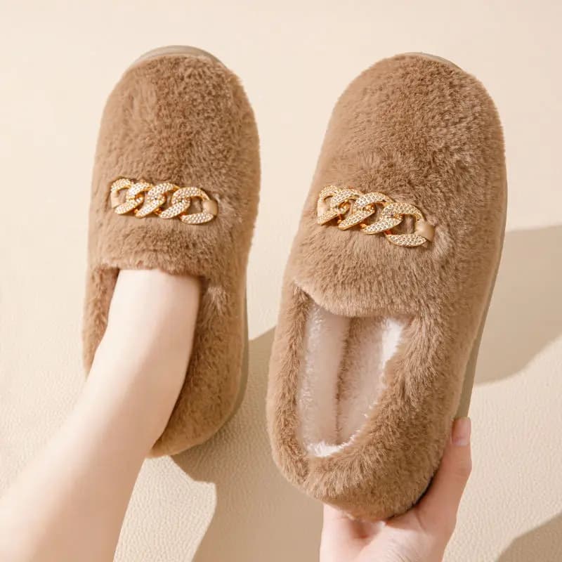 Vendita calda nuove pantofole calde con fodera in peluche corta da donna antiscivolo scarpe da casa mocassini da donna alla moda