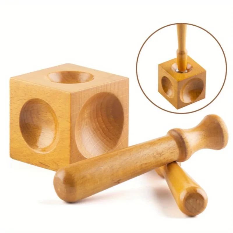Wooden Square Dapping Block, Concave Doming Arc Forming Tool for Gold Silver Copper Sheet, Jewelry Making DIY Bench Block