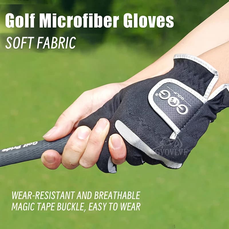 Guanti da Golf neri possono indossare sulla mano sinistra e destra 1 pc tessuto lycra guanti professionali morbidi e traspiranti guidano il ciclismo all'aperto