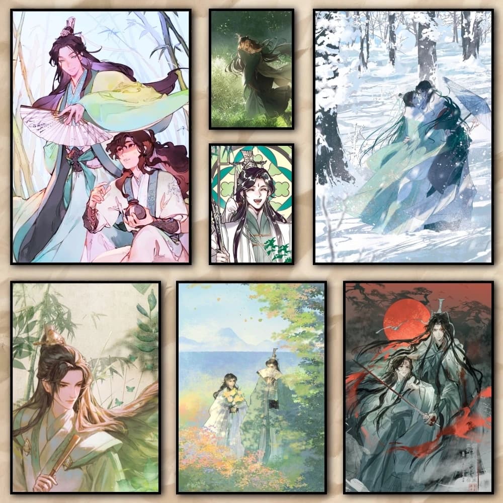 Scum Villains Self-Saving System Painting Calligraphy High quality Canvas Wall Art For Office Restaurant Home Decoration Set
