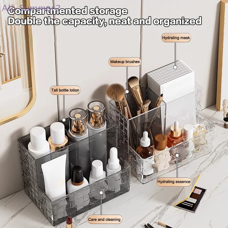 Porta pennelli per trucco in PET trasparente, organizer per cancelleria cosmetica da scrivania, scatola portaoggetti per rossetto, custodia per espositore per smalto