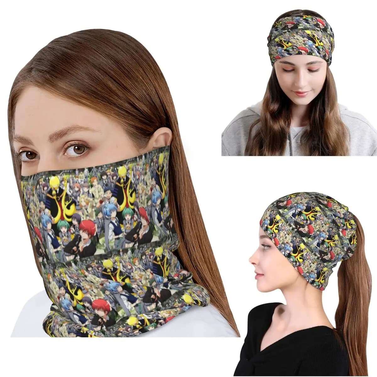 Assassination Classroom Octopus Koro Sensei Bandana Maschera per il collo Sciarpa Maschera multifunzione per il viso Berretto Unisex per tutte le stagioni
