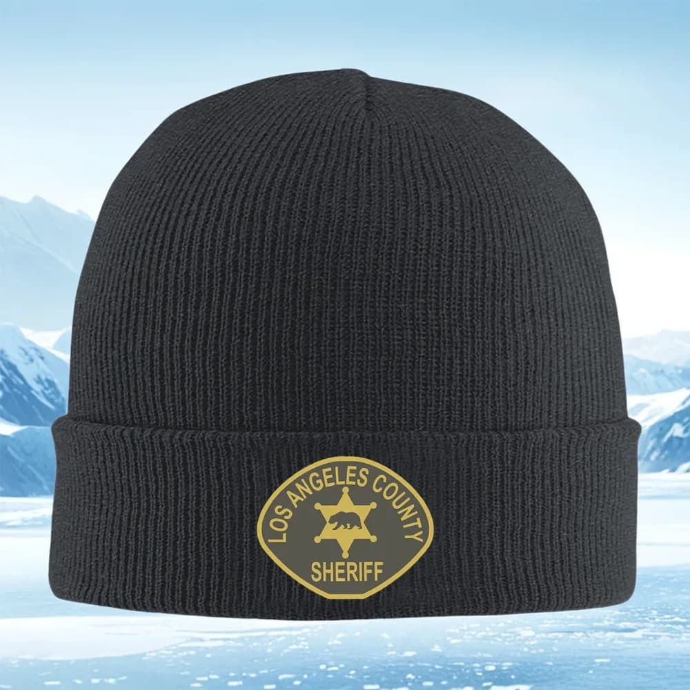 2026 Star bear symbol Los Angeles County Men Women Unisex Knitted Hat Beanie Pullover Cap Winter Thermal Warm Christmas Outdoor