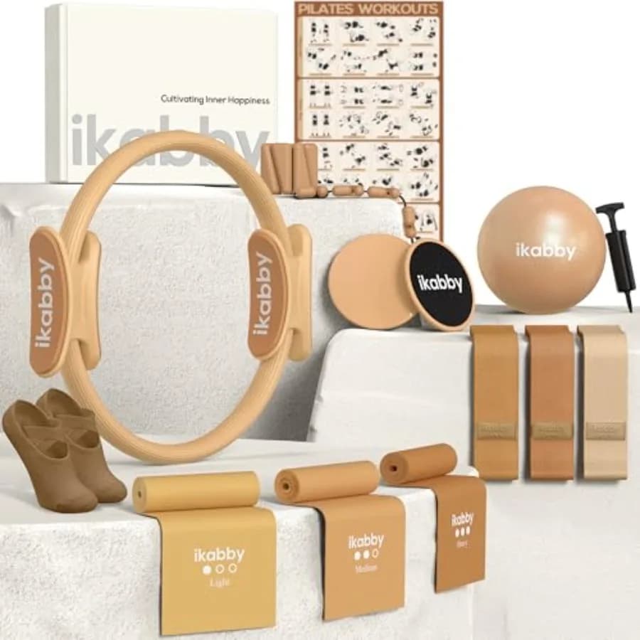 Kit Pilates per Casa con Pesi, Attrezzatura Pilates per Allenamento Domestico, Kit Essenziale Pilates per Donne, Tappetino Yoga Pilates