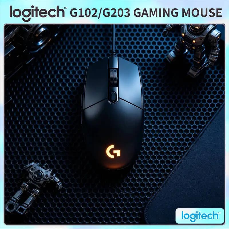 Logitech G203 Wired Gaming Mouse RGB Backlight 8000 DPI 6 Buttons 1ms Response 2.1m Cable Windows Mac Precise