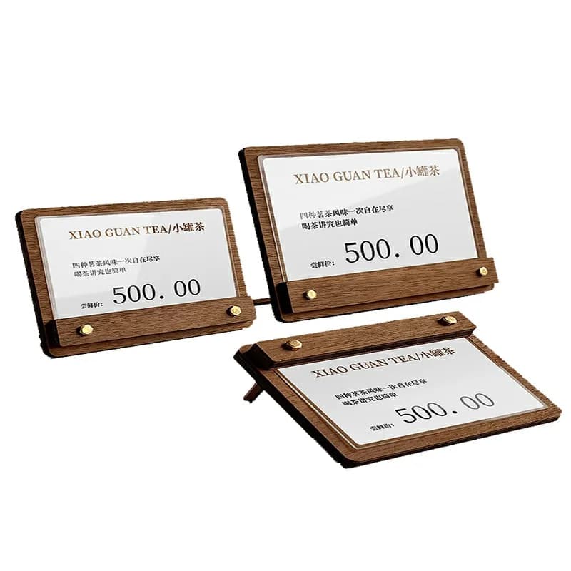 Wooden price display board, label stand, card holder stand, sign stand, advertising table, price target