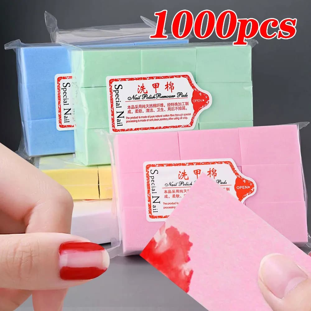 Dischetti di cotone per unghie al 100% 100/500/600/1000cs Salviette senza pelucchi per rimozione smalto gel per unghie Strumenti per la pulizia di nail art Salviette di cotone al 100% 3