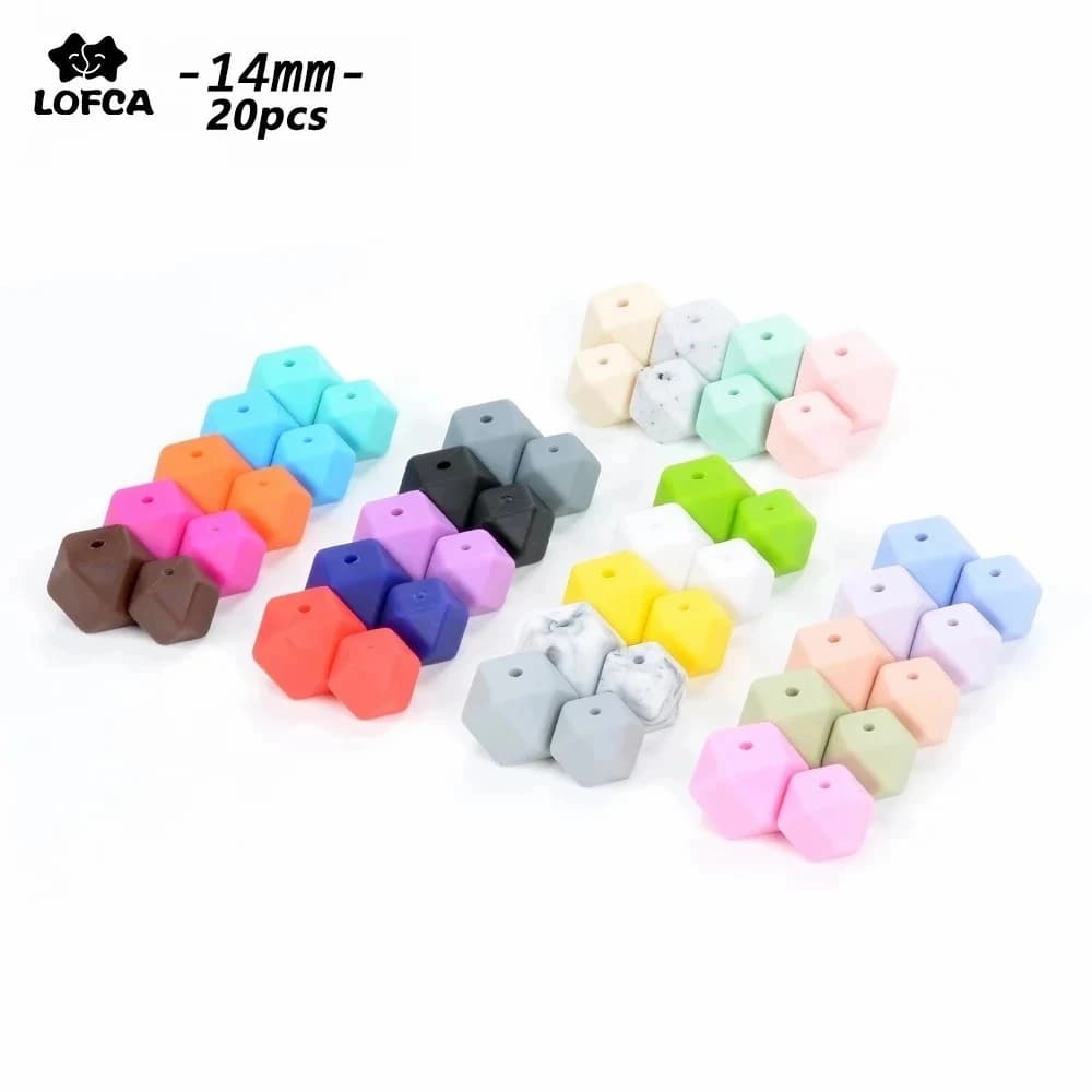 LOFCA 20 PZ Perline di Silicone 14mm Esagono Mini Bpa libero Perline di silicone per uso alimentare Fai braccialetti Collana FAI DA TE accessori di gioielli