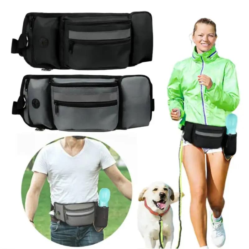 Marsupio per Cani, Borsa Porta Snack per Passeggiate e Addestramento, con Dispenser Integrato per Sacchetti Igienici, Cintura Porta Snack per Escursionismo e Corsa
