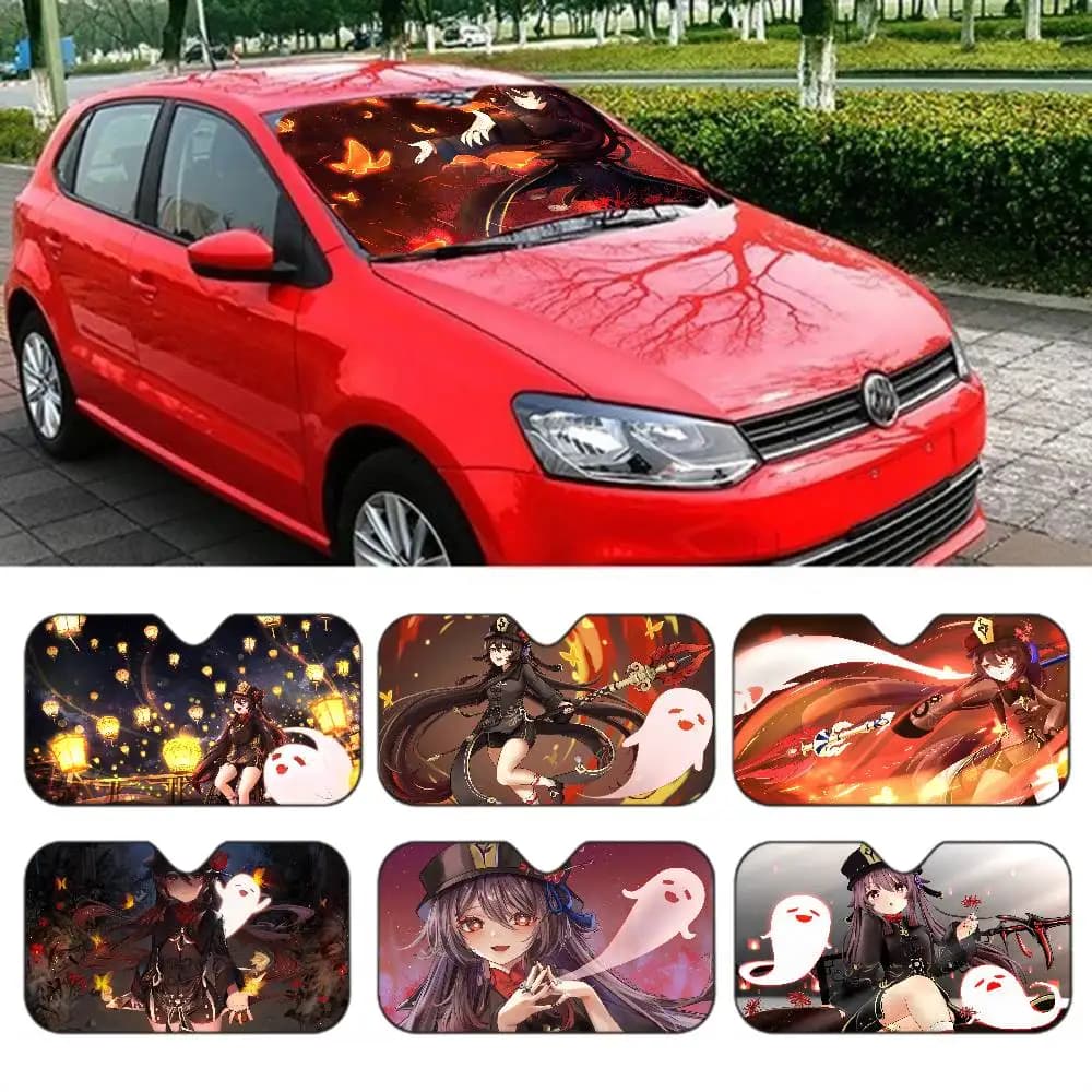 Parasole per Auto Genshin Impact Hu Tao, Copertura Anteriore Pieghevole per Auto, Protezione dai Raggi UV, Accessori Auto